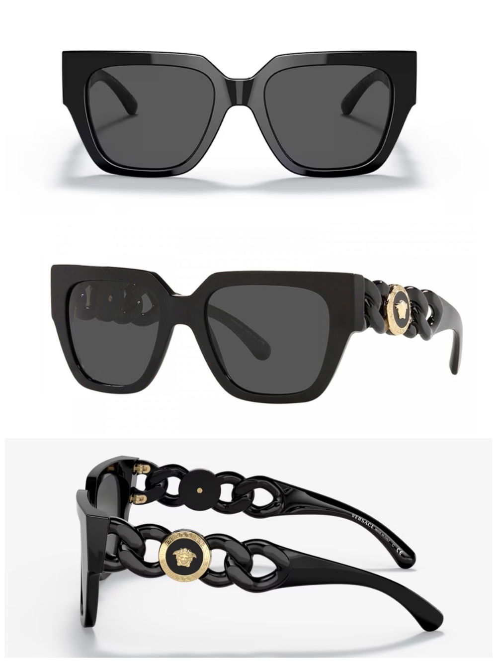 NWT Versace Black Square Frame Medusa Motif Sunglasses New in Box Authentic - Picture 5 of 15
